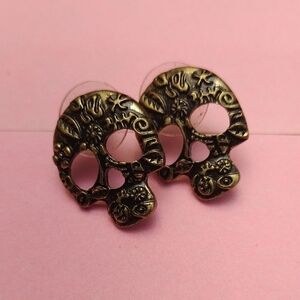 Bronze Skull Earrings